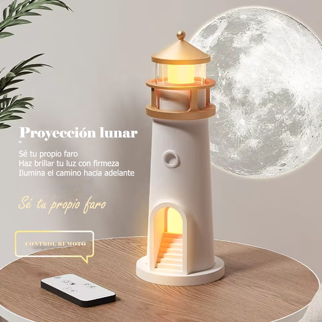 Lampara de faro con proyector lunar incluido.